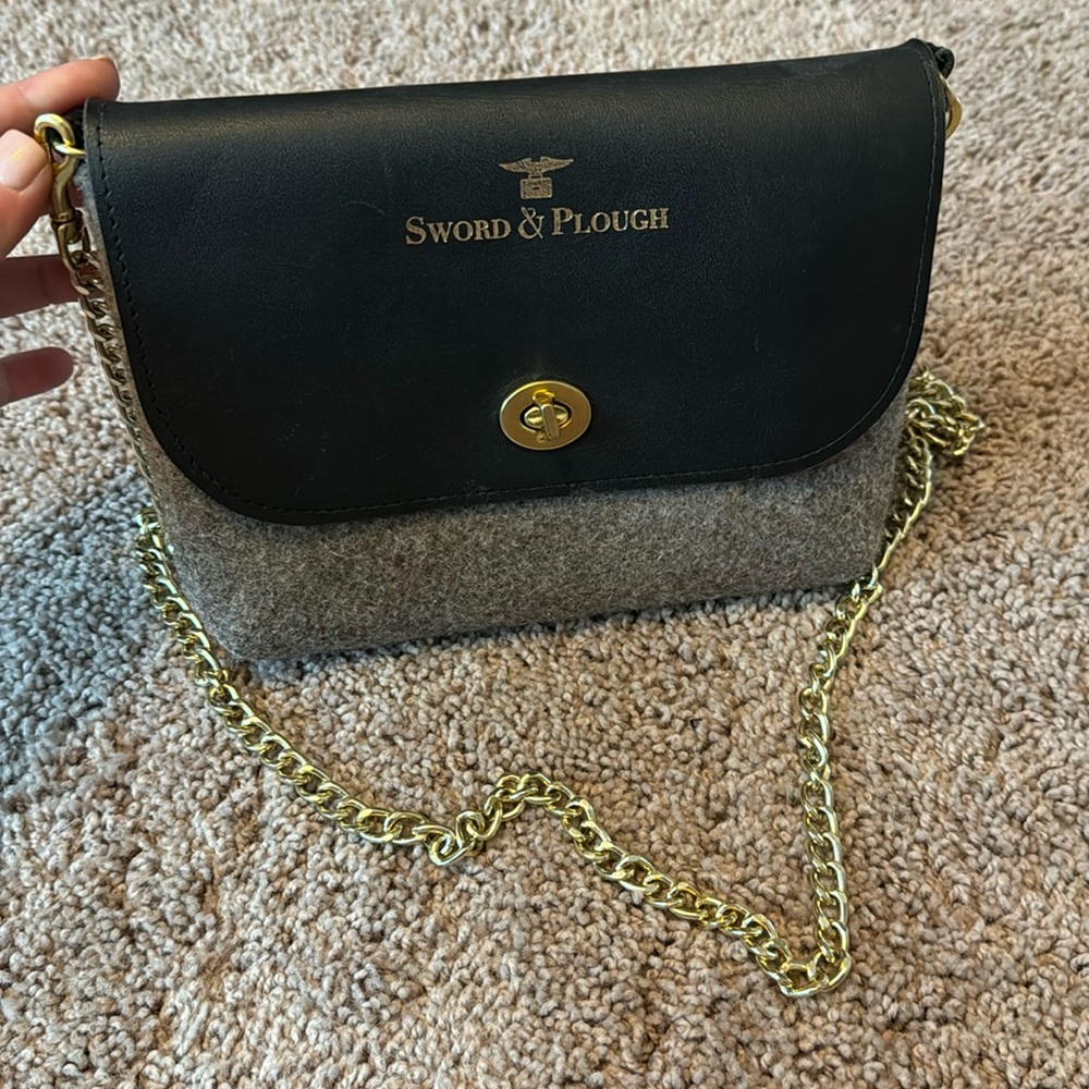 Sword and Plough grey wool crossbody